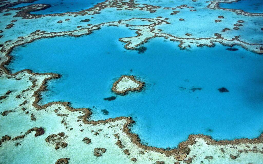 Vista aérea da Grande Barreira de Corais, na Austrália