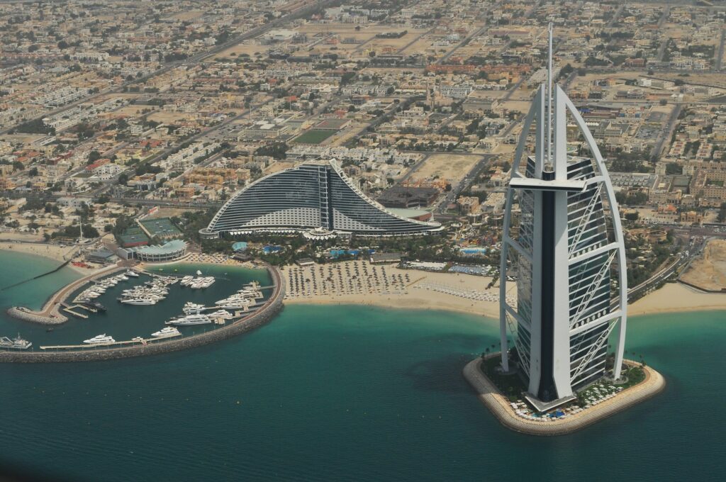 Burj Al Arab, em Dubai, visto do alto